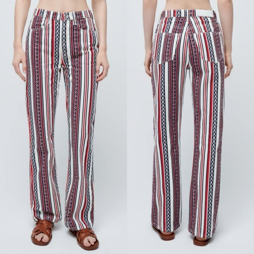 NWT New $395 Re/Done Ford 70s Bootcut High Rise Waist Star Stripe Jeans Size 29